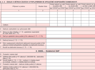 Odchylky v přiznání za zdaňovací období 2016