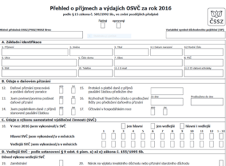 Přehled o příjmech a výdajích pro ČSSZ za rok 2016