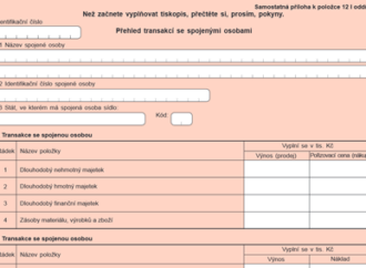 Nová příloha přiznání o transakcích spojených osob