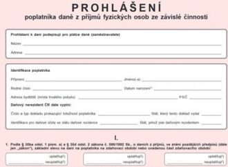 Nový vzor tiskopisu prohlášení poplatníka