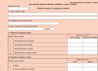 Nová příloha daňového přiznání k převodním cenám