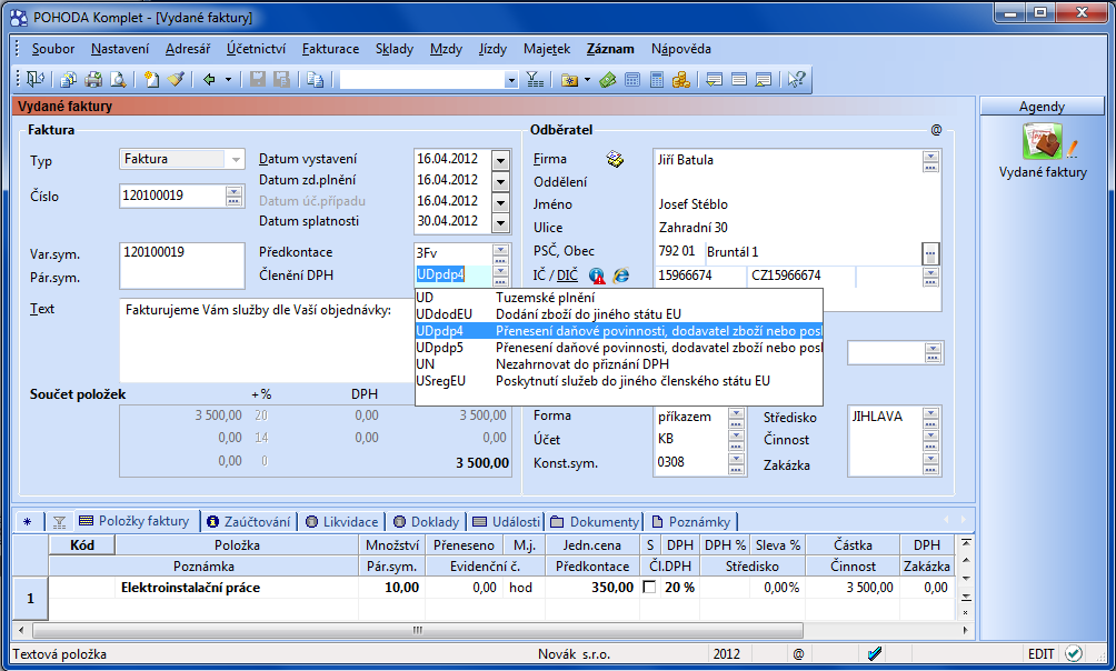 vydaná faktura vydaná faktura