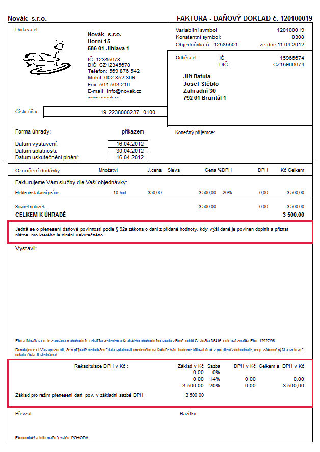 vydaná faktura - tisk vydaná faktura - tisk