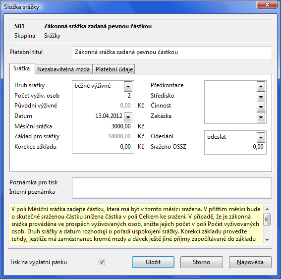 Srážky v programu PAMICA